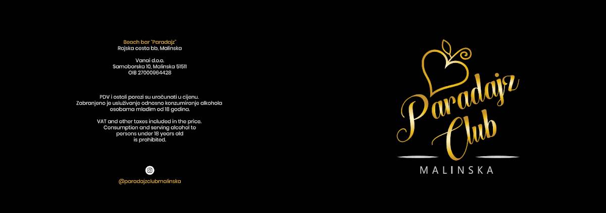 Menu di Paradajz club Malinska 