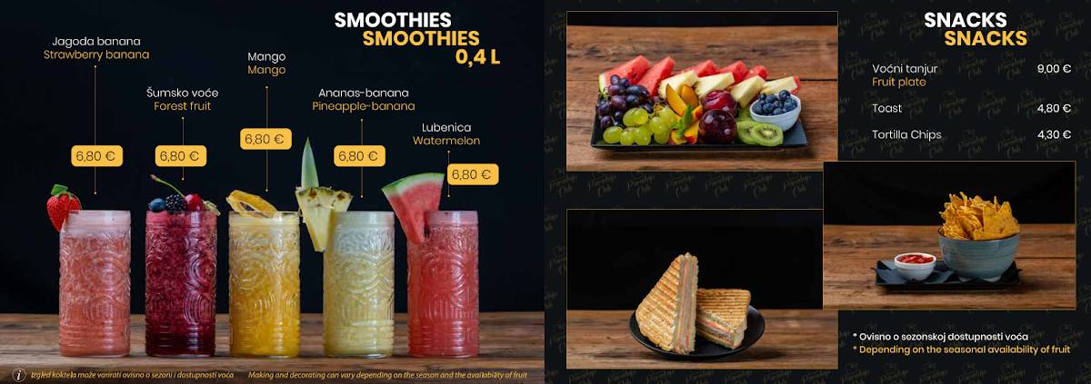 Menu di Paradajz club Malinska 