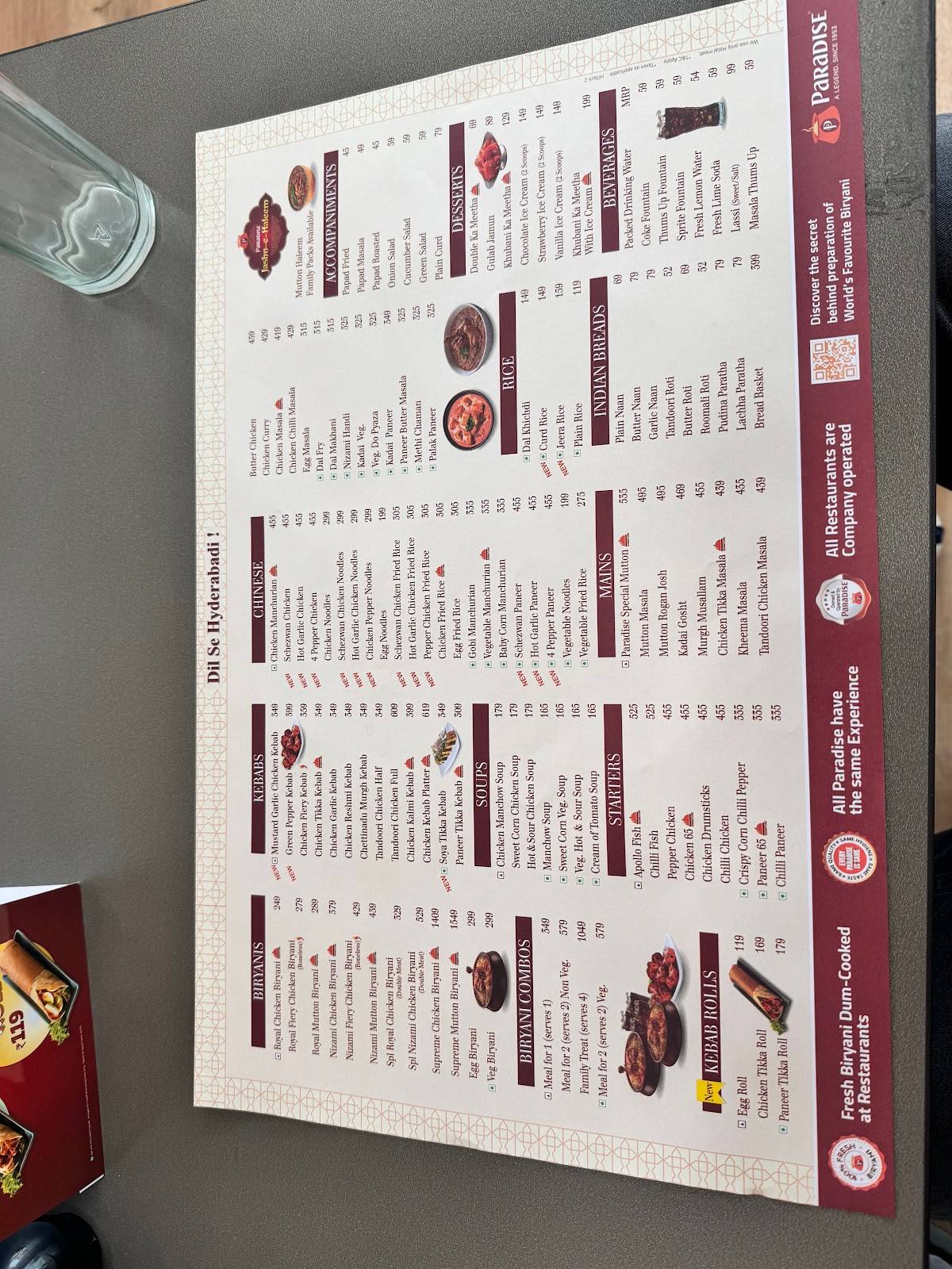 Paradise Biryani Hitech City menu