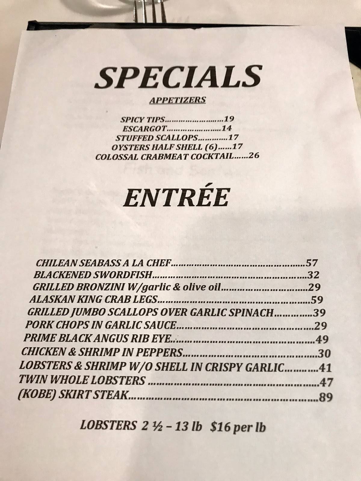 Menu at EL CID restaurant, Paramus