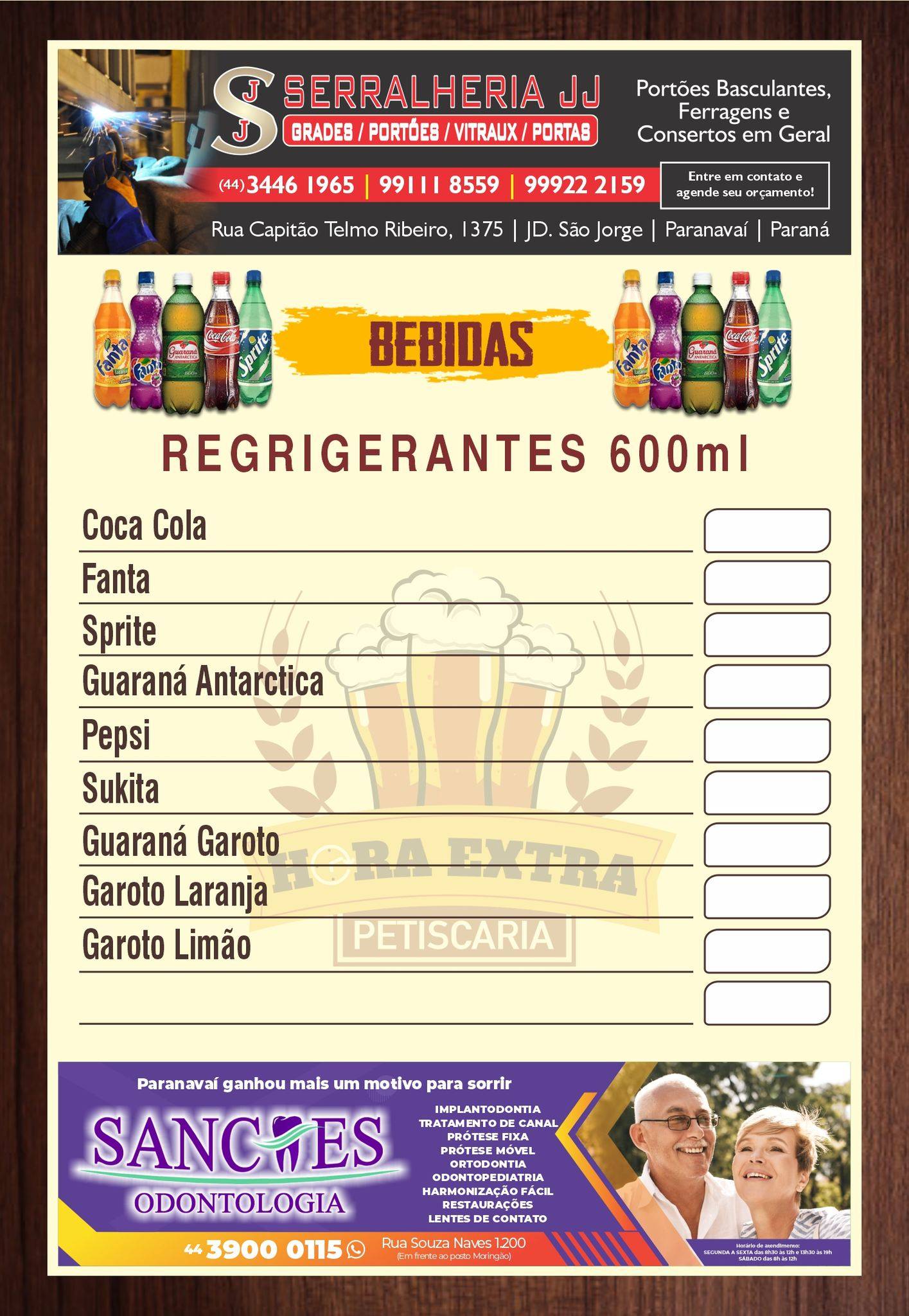 Hora Extra Petiscaria cardápio