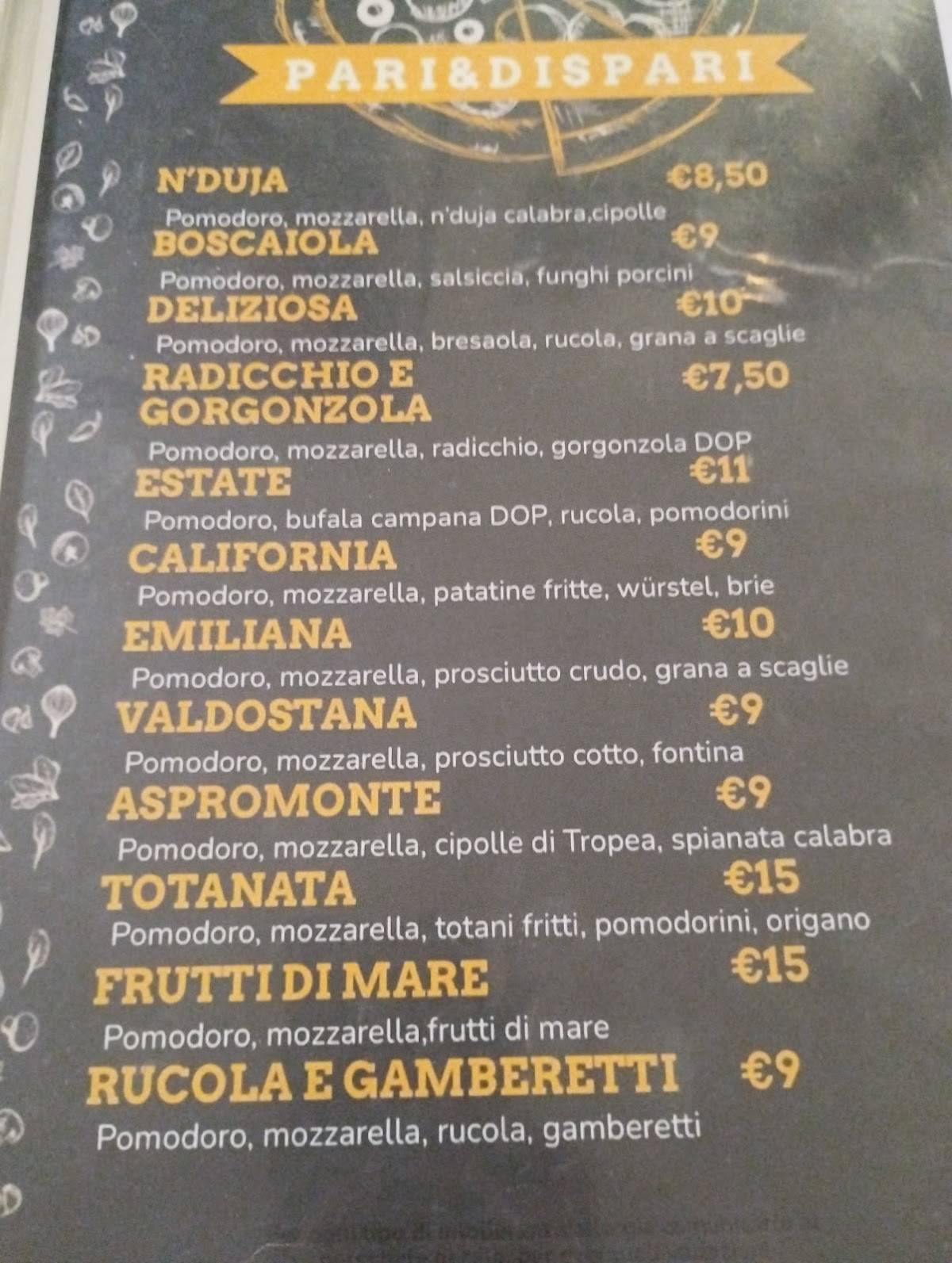 Menu di Pizzeria Pari & Dispari 