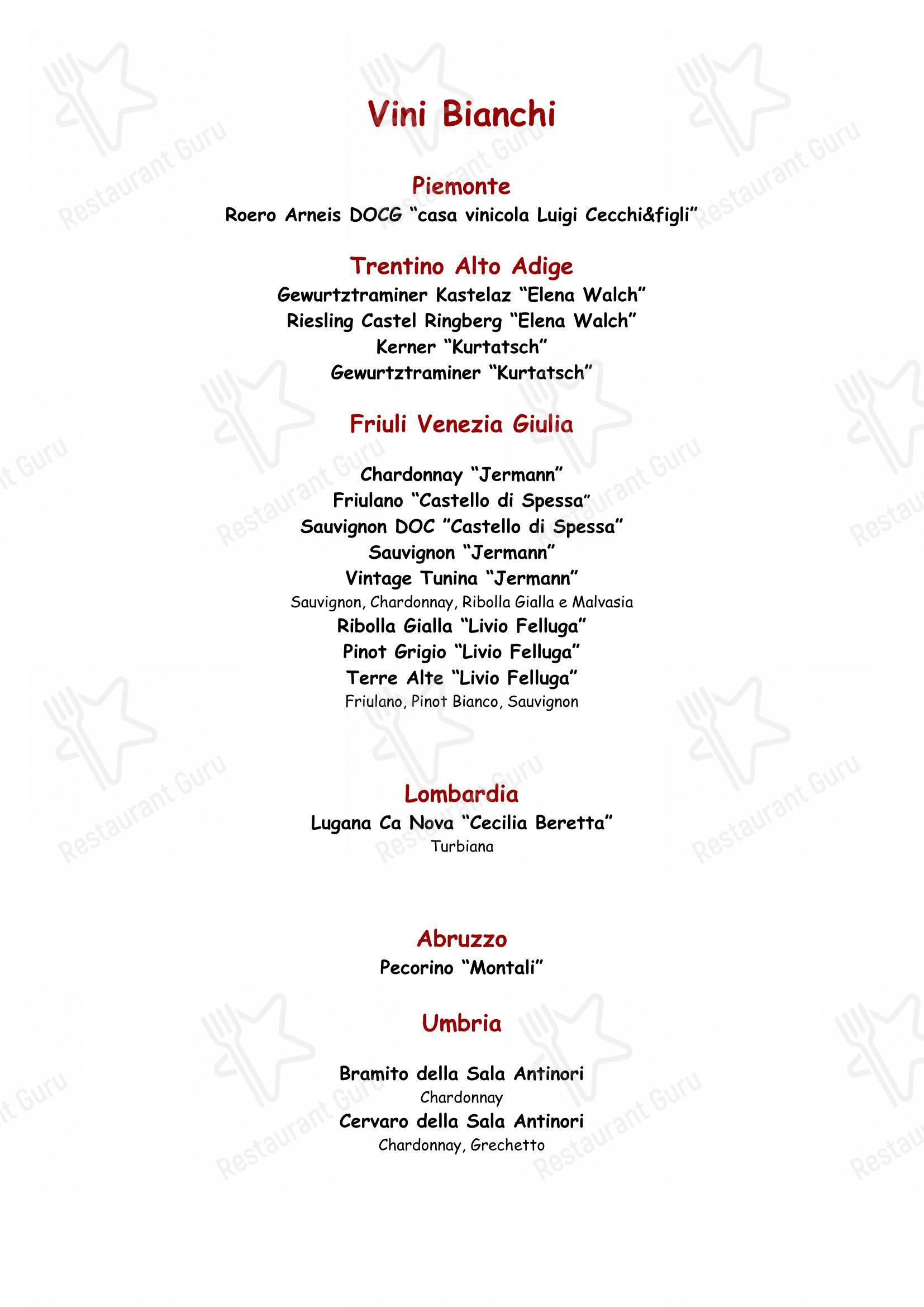 Menu bar per Parioli - Ristorante Romano a Milano ristorante