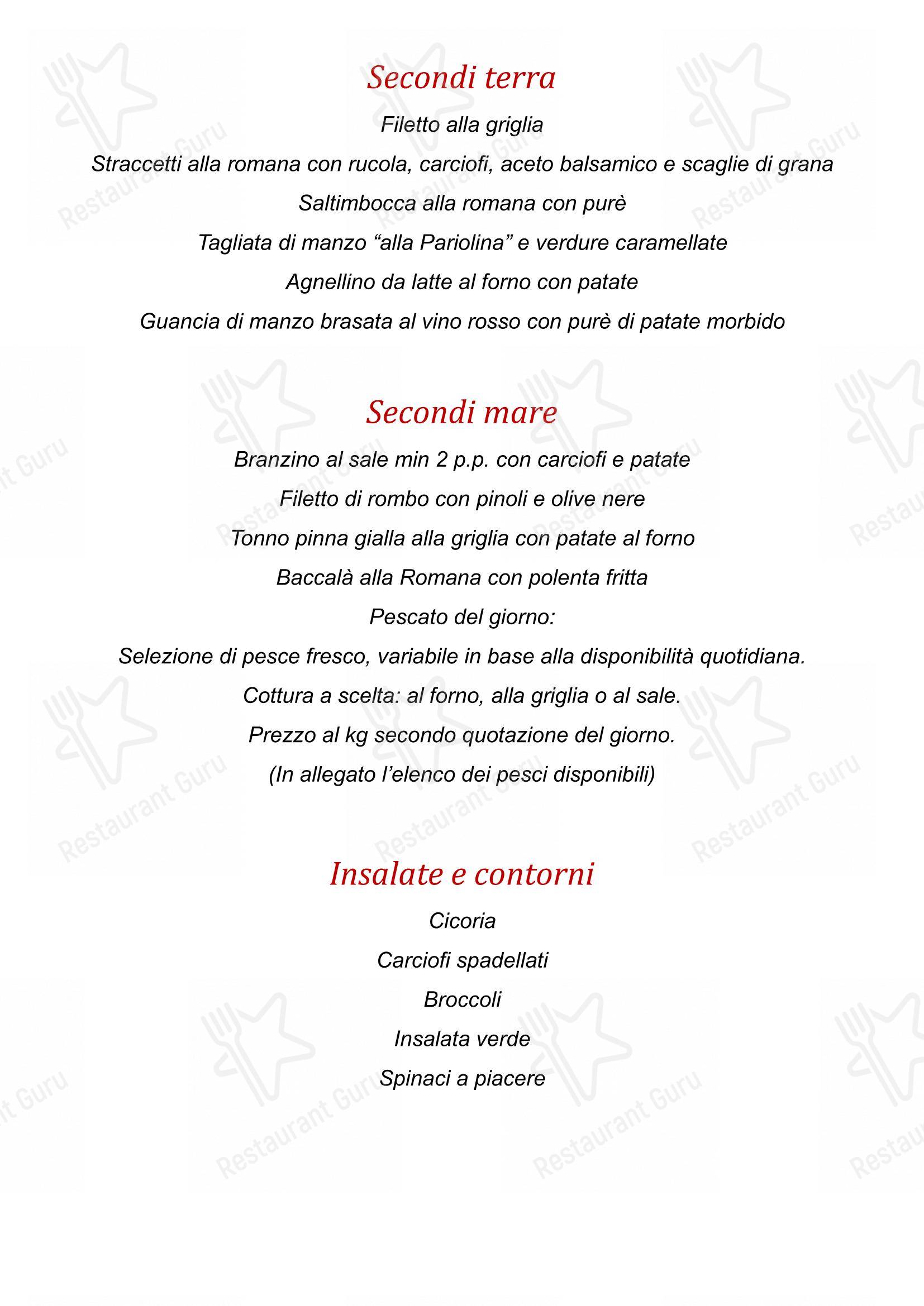 Основное меню per Parioli - Ristorante Romano a Milano in Milano