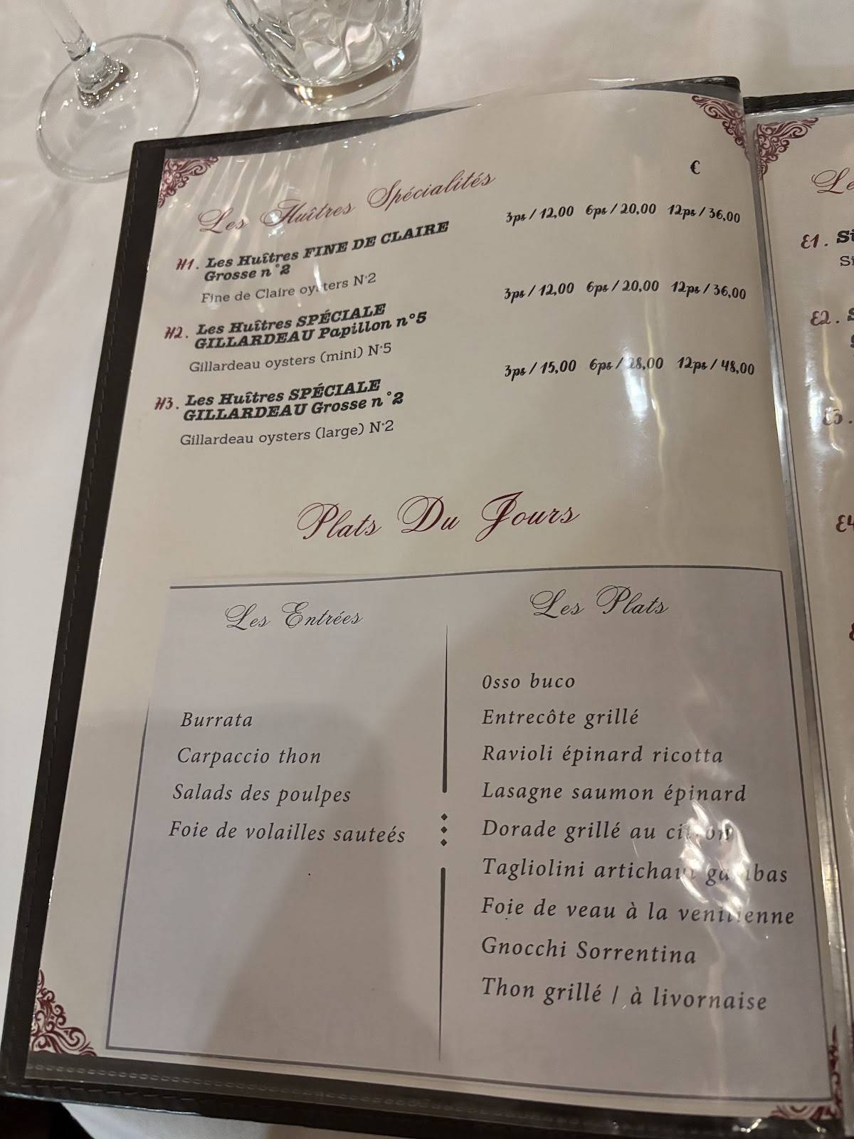Menu de Ristorante Fellini