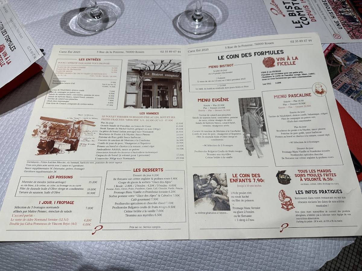 Menu de Pascaline Restaurant