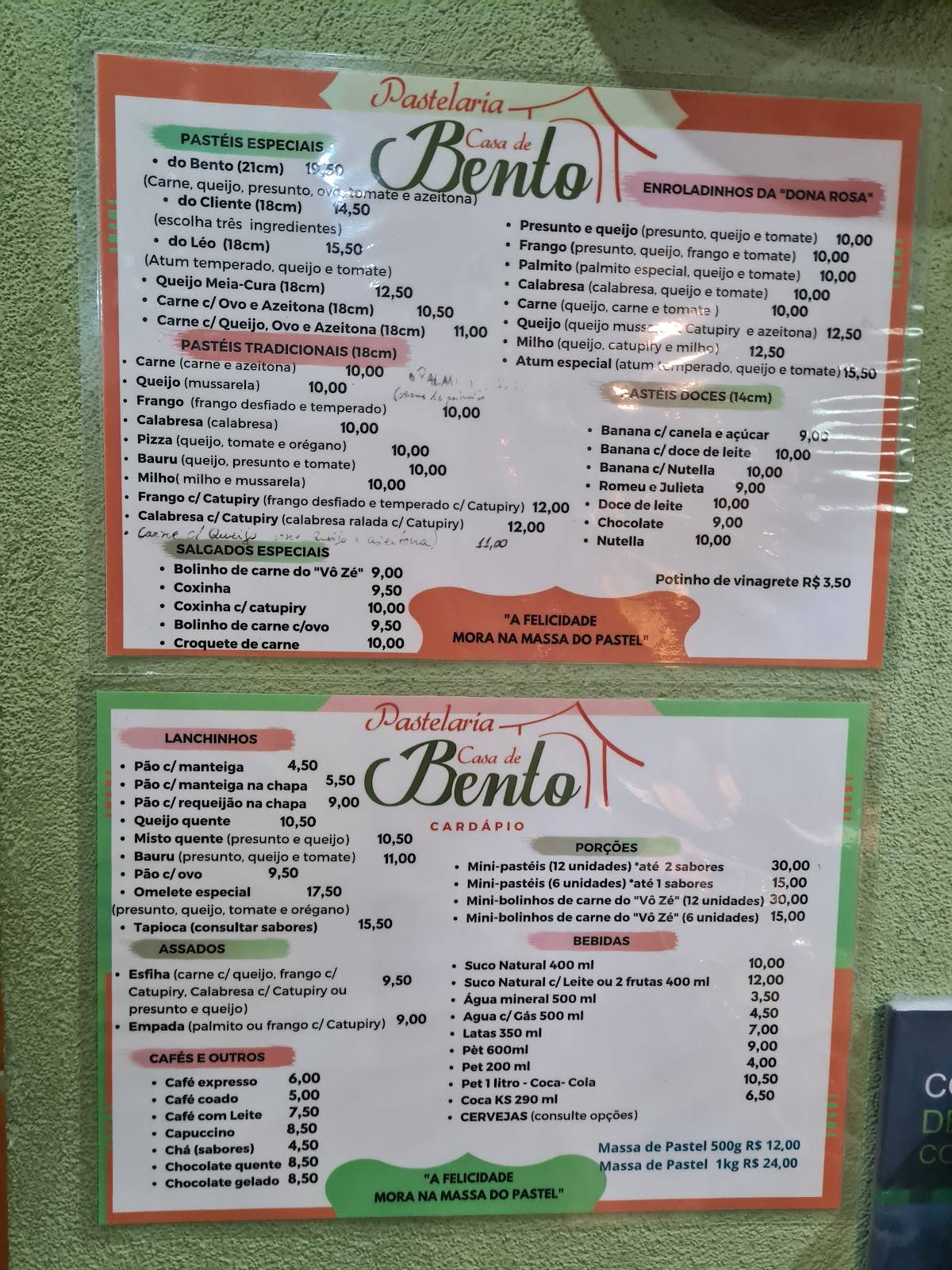 Pastelaria Casa de Bento cardápio