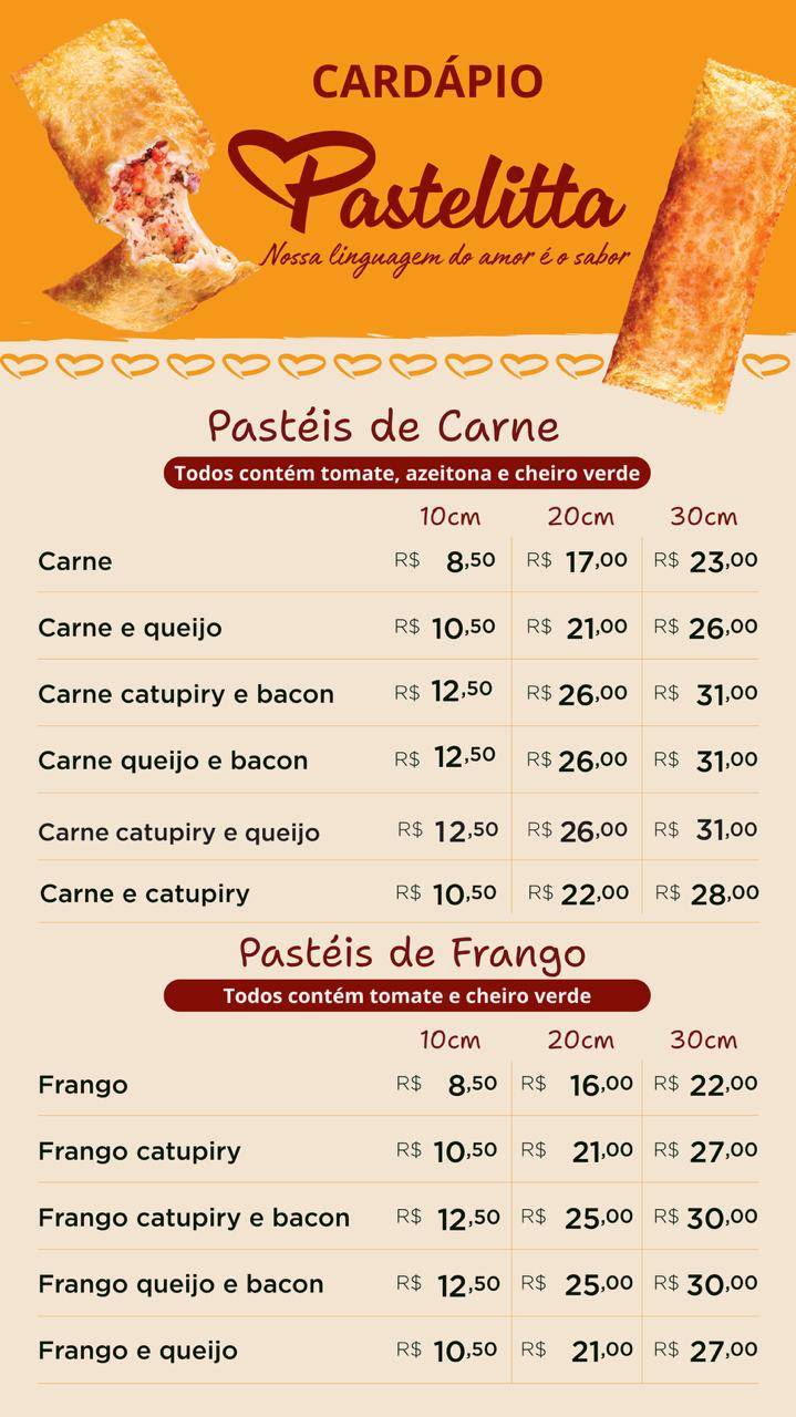 Pastelitta cardápio