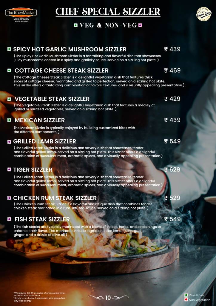 The BrewMaster - Pathankot menu