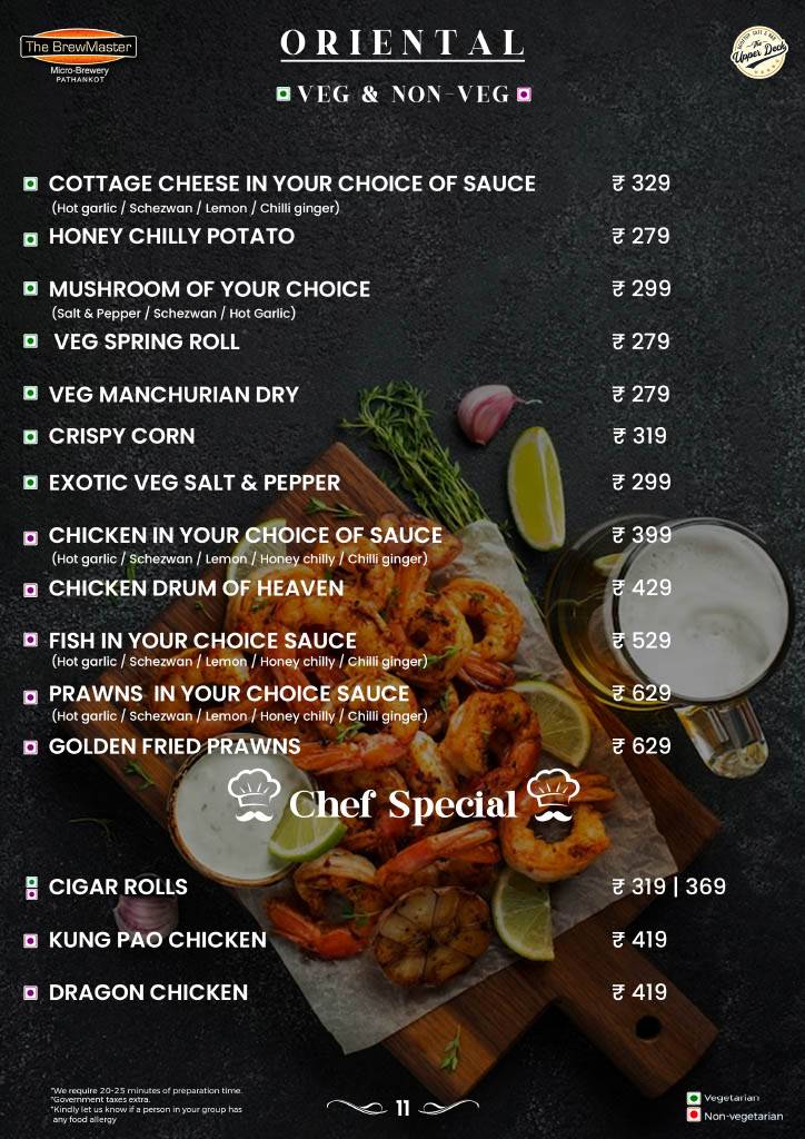 The BrewMaster - Pathankot menu