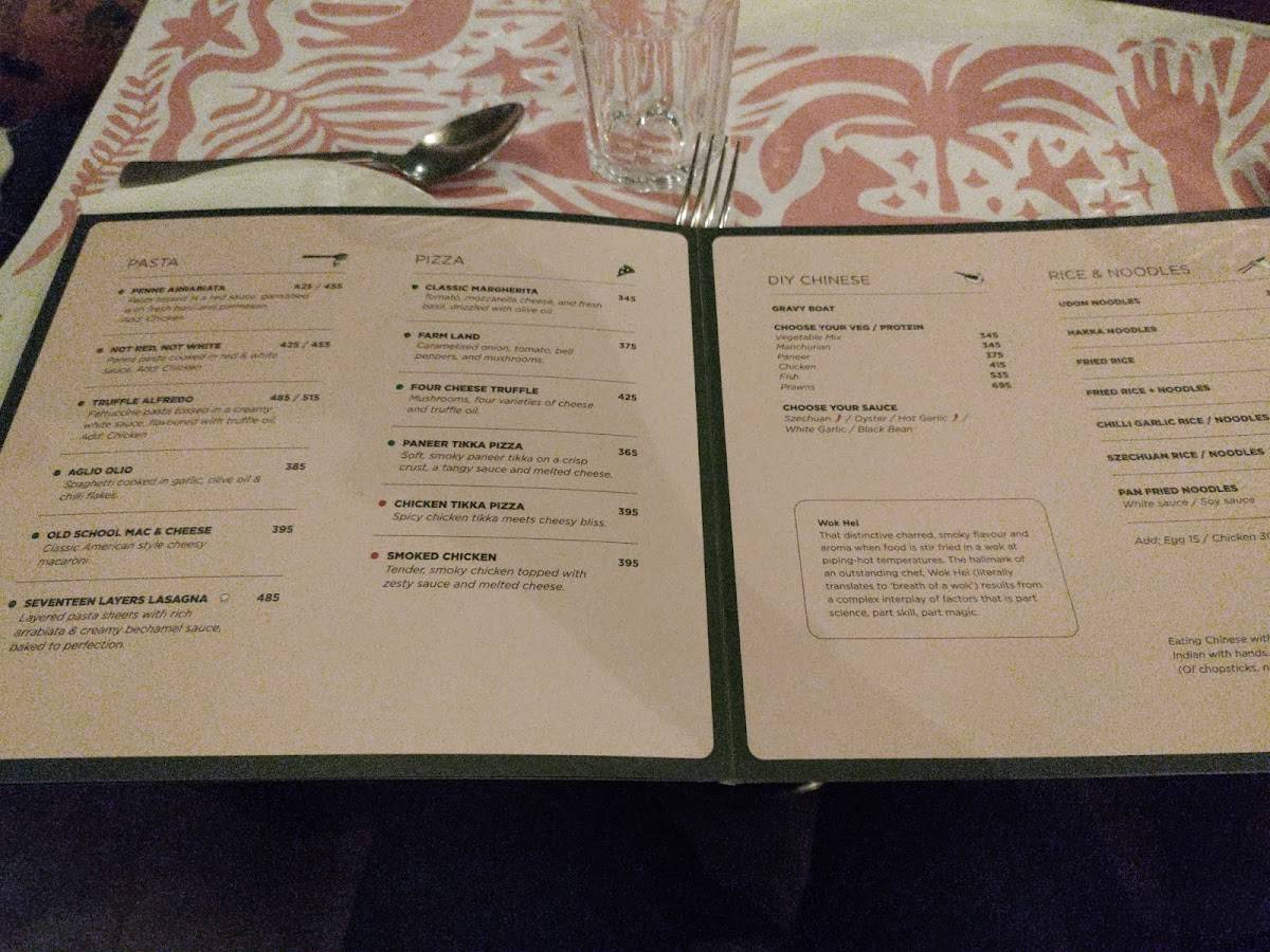 17 Degrees menu
