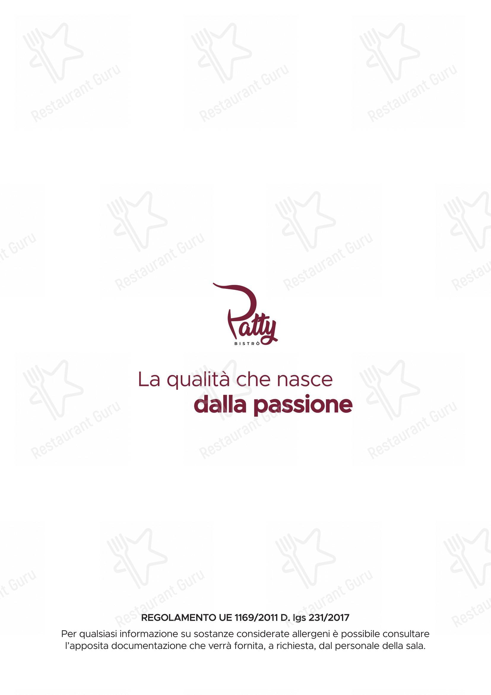 Menu di Patty Bistrò - Menu bar