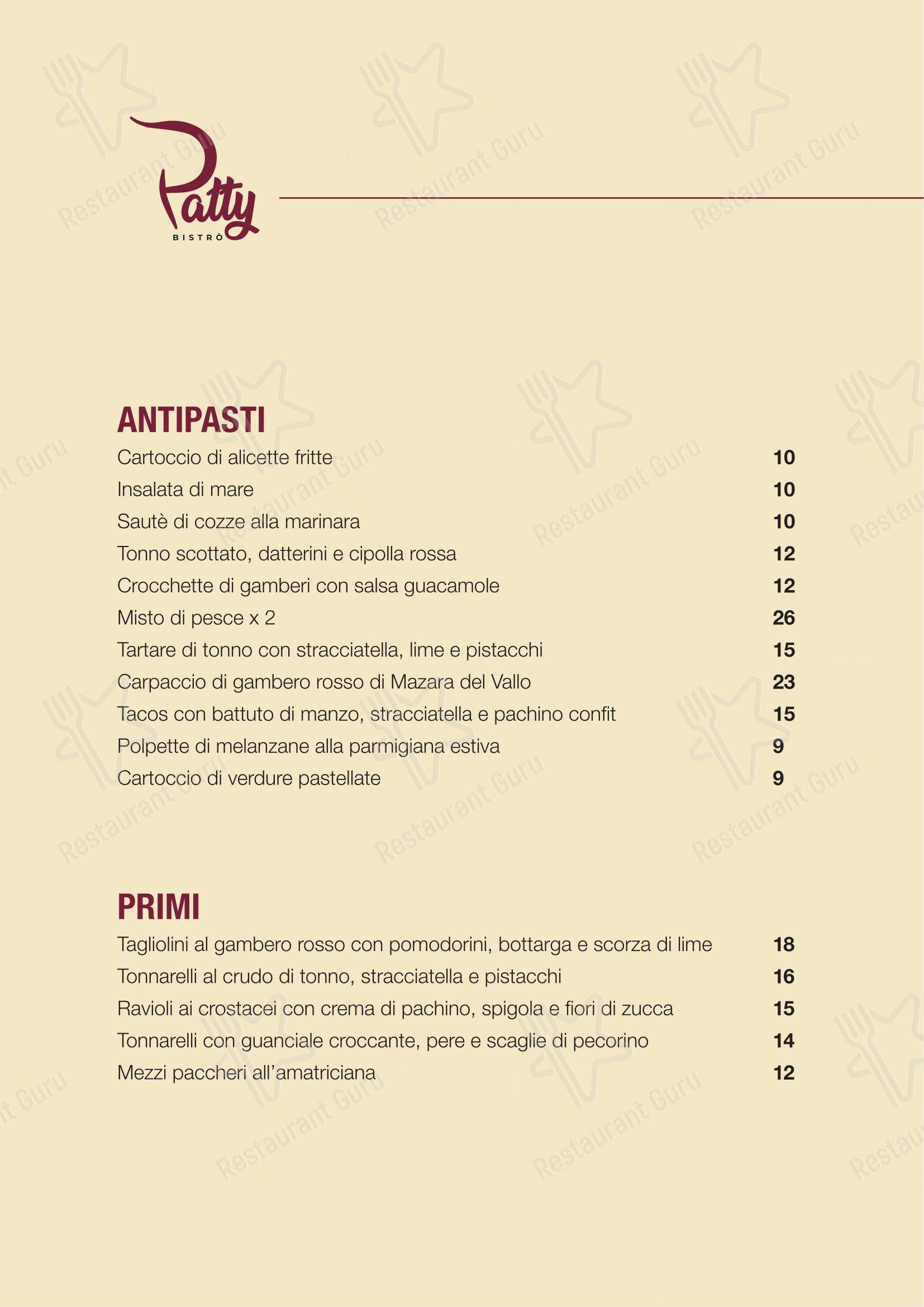 Patty Bistrò in Roma - 菜单