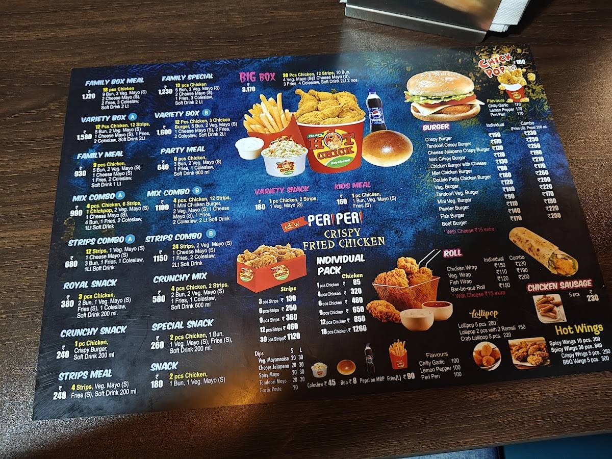 Peejay's Hot Chick menu