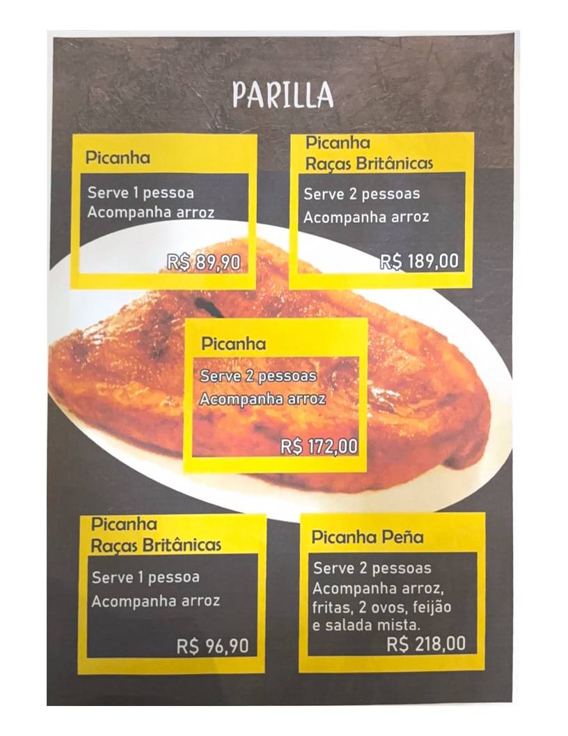 Peña del Sur cardápio