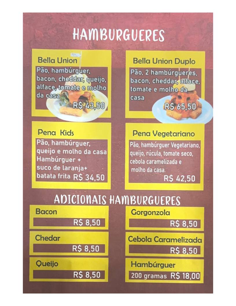 Peña del Sur cardápio