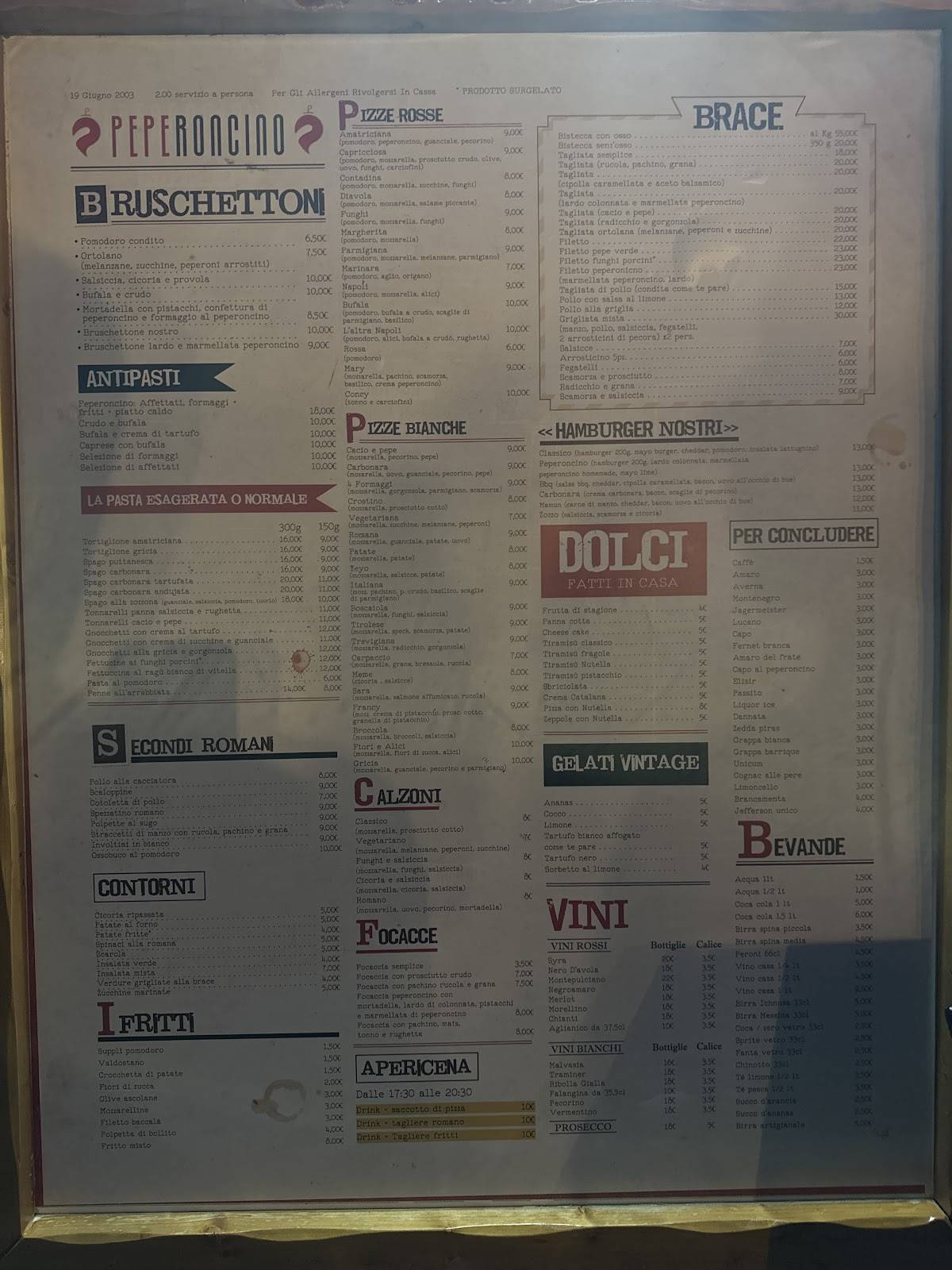 Menu di Peperoncino Ostia 