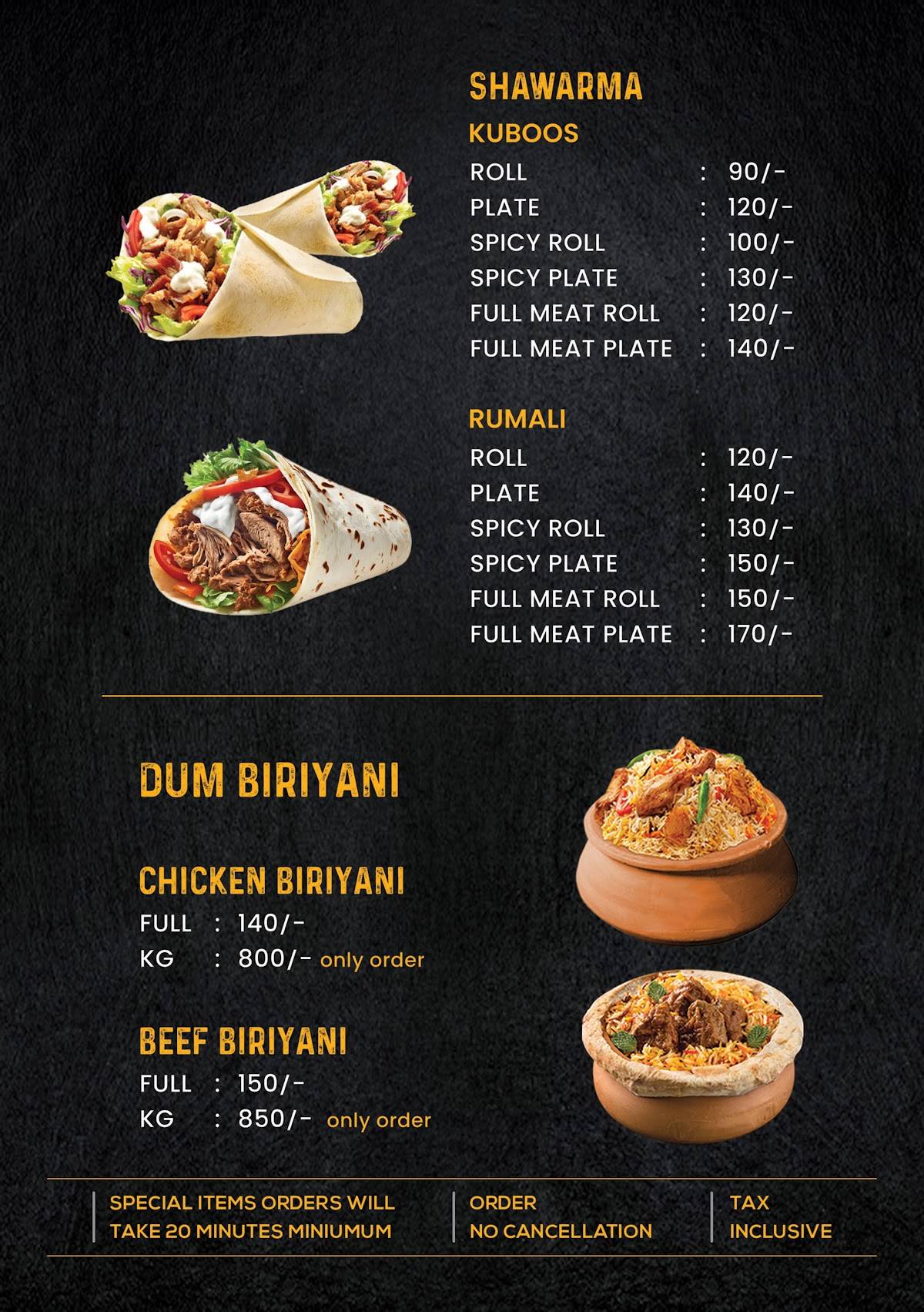 Pepper Mint Restaurant menu
