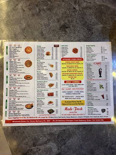 Perfetto Pizza and Bakers menu