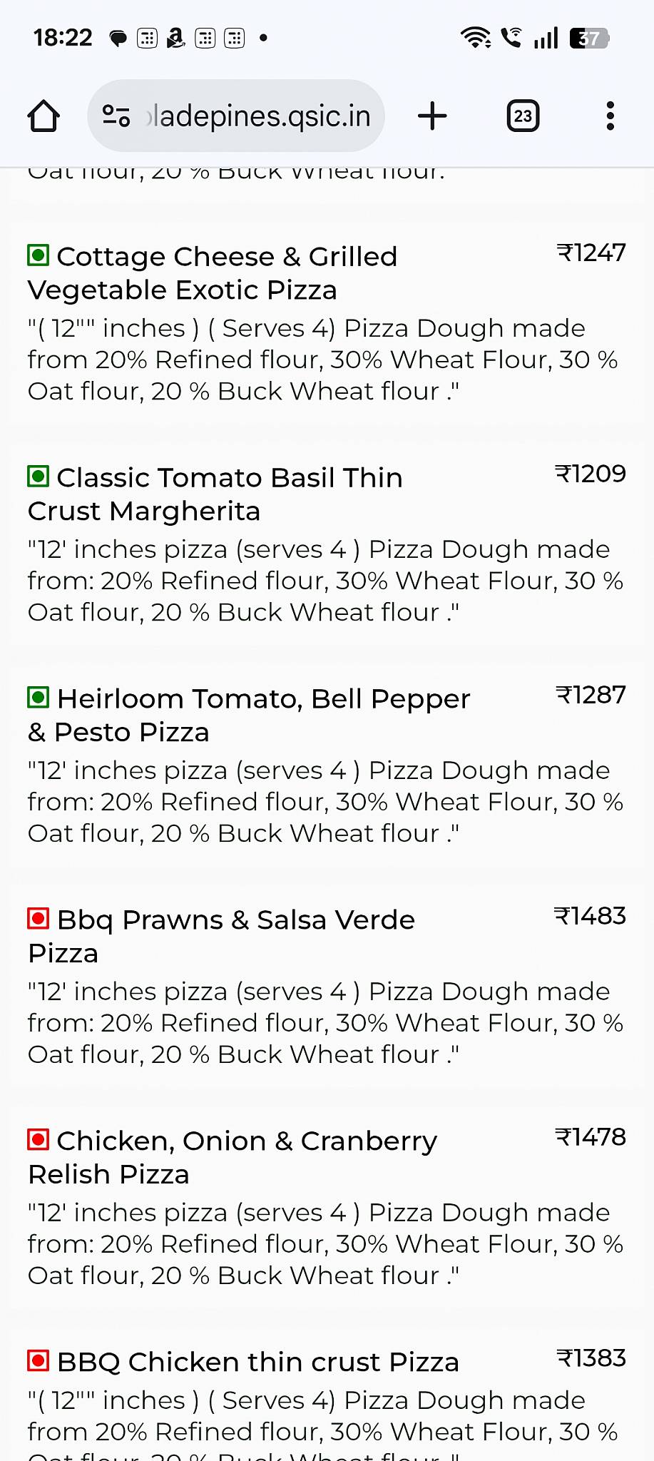 Pergola De Pines menu
