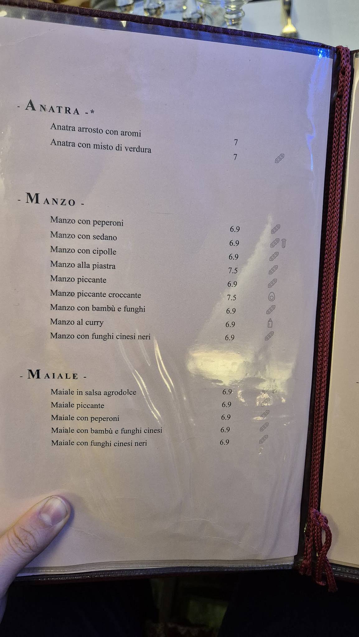 Menu di Perla d'Oriente 