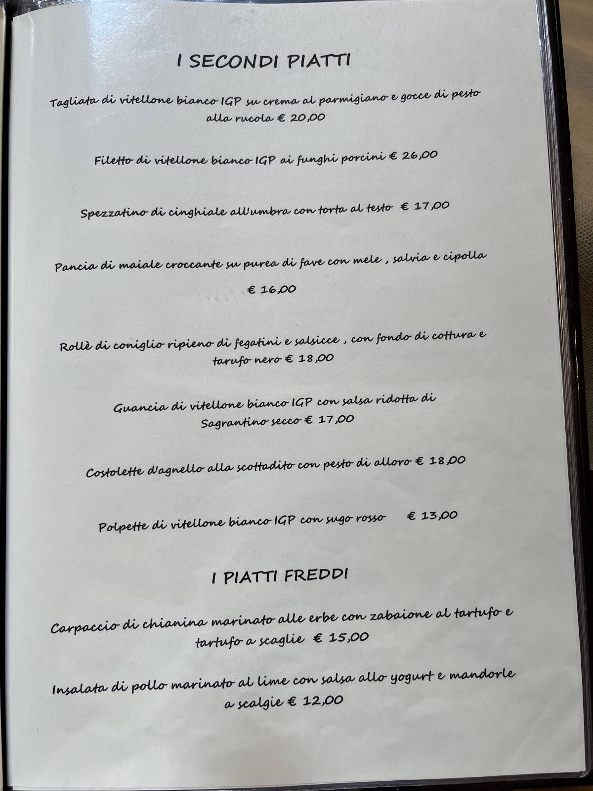Menu di Ristorante IL CANTINONE Perugia Centro 