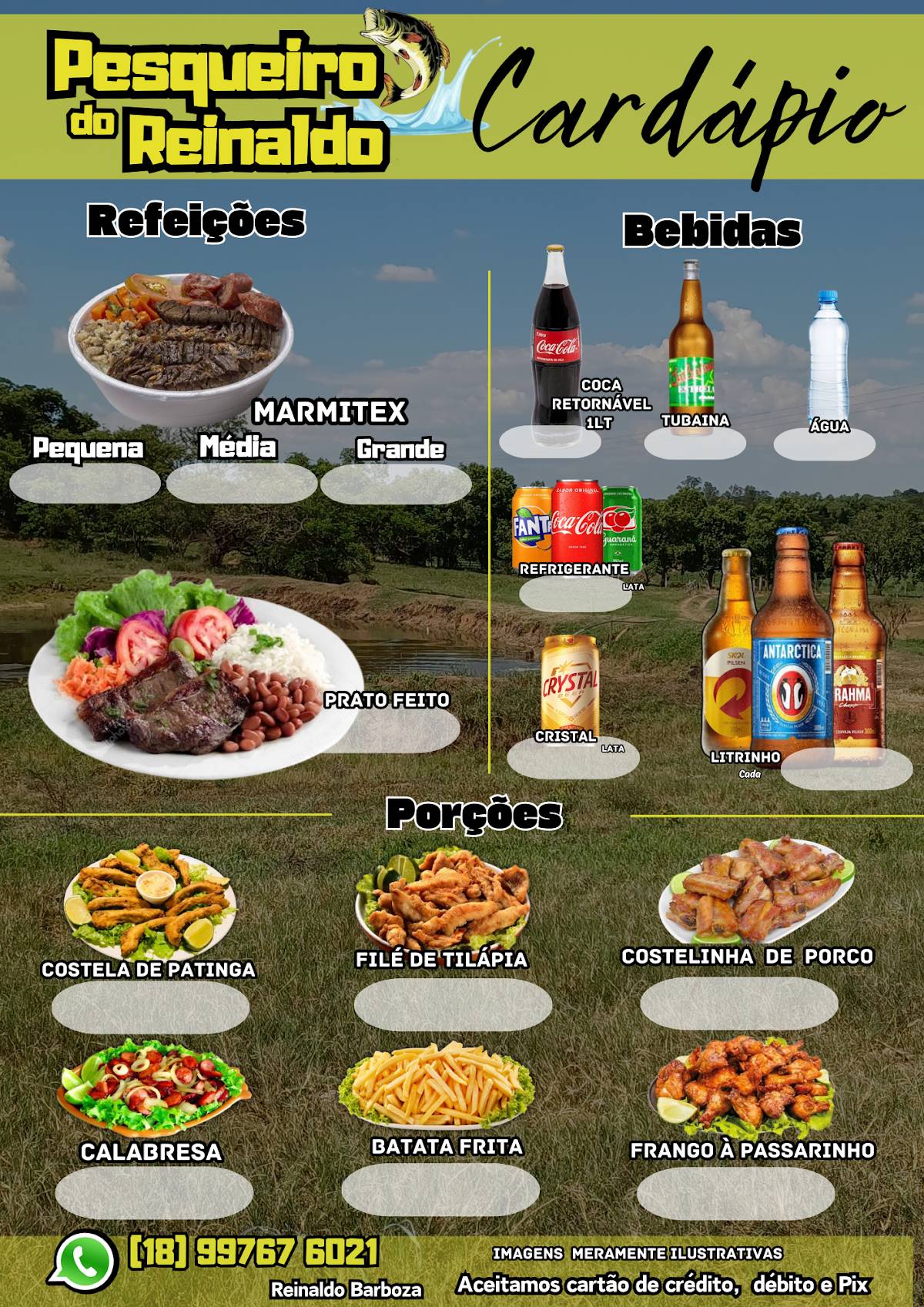 Pesqueiro do Reinaldo cardápio