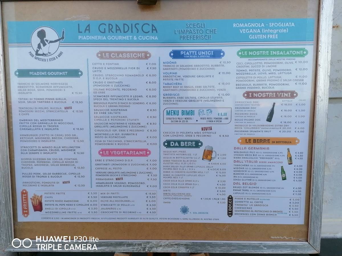 Menu di Piadineria La Gradisca 