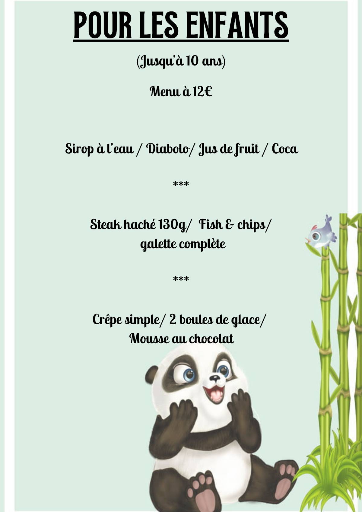 Menu de Piano Bar La Calèche