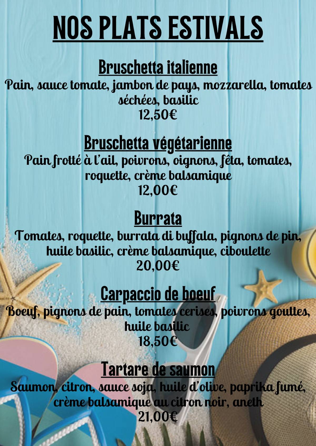 Menu de Piano Bar La Calèche