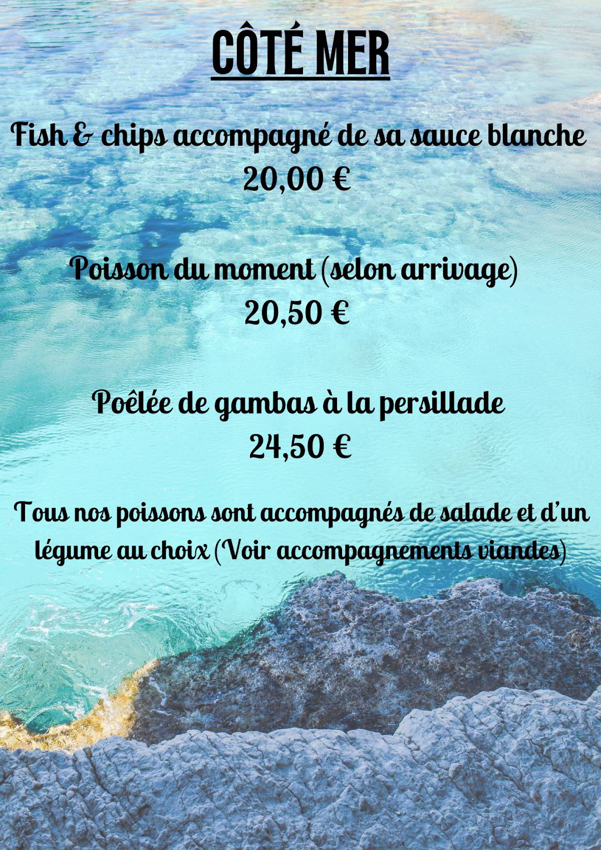 Menu de Piano Bar La Calèche