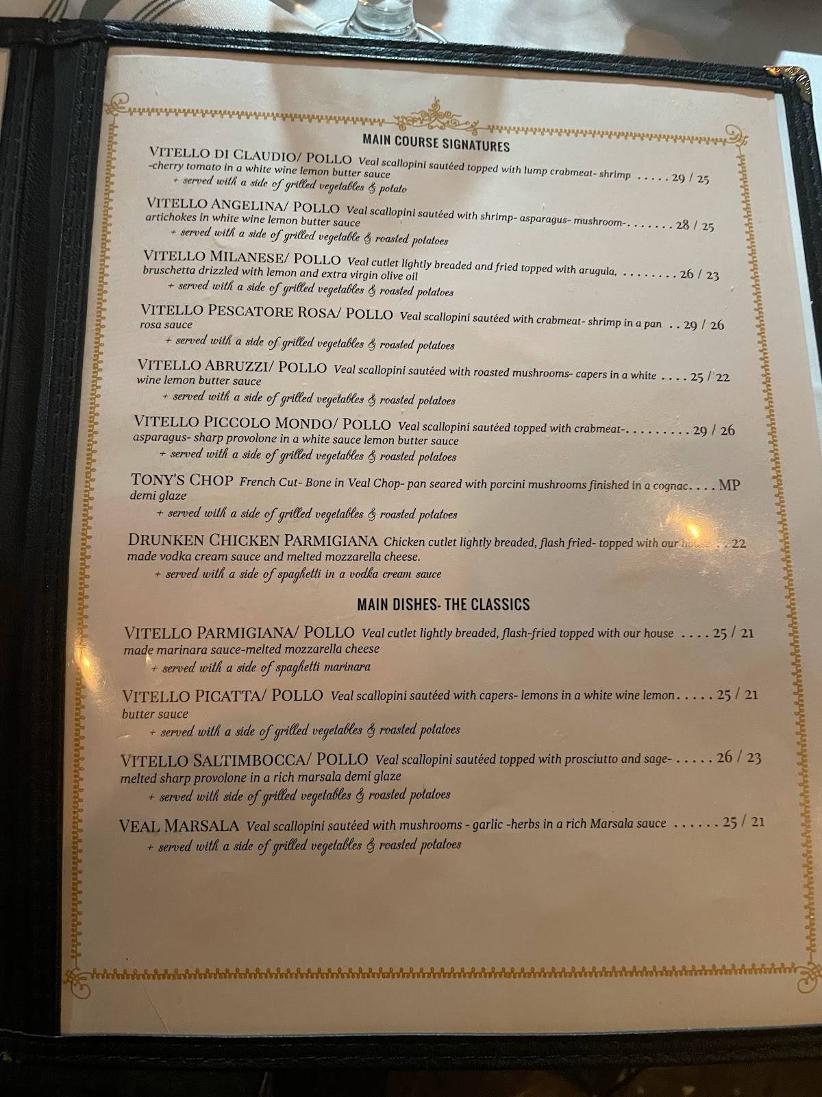 Menu at Piccolo Mondo Italian Restaurant, Pottstown