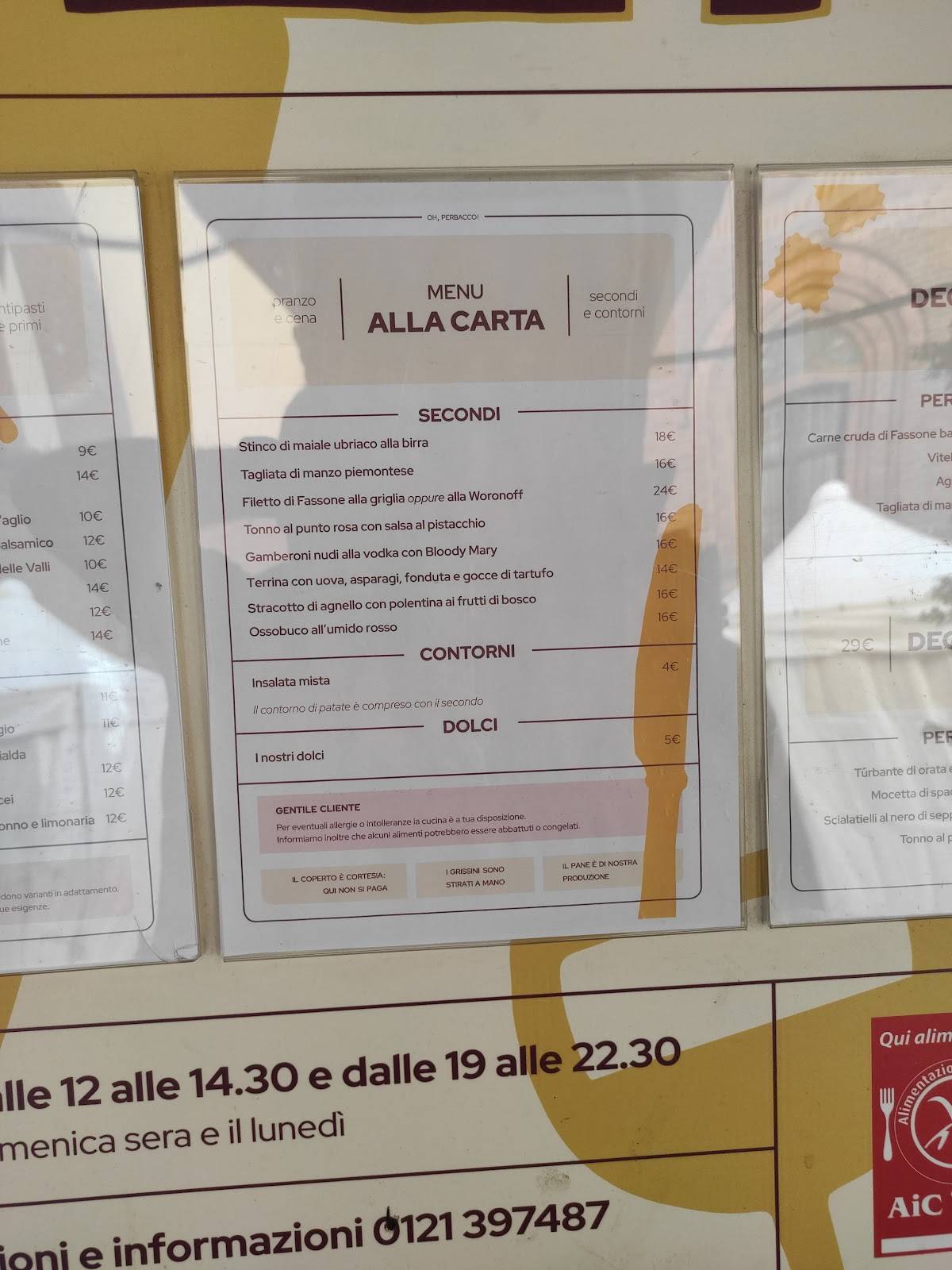 Menu di Perbacco 