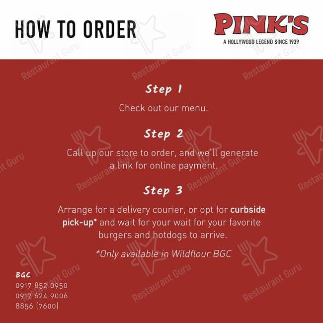 Pink's Hot Dogs BGC menu