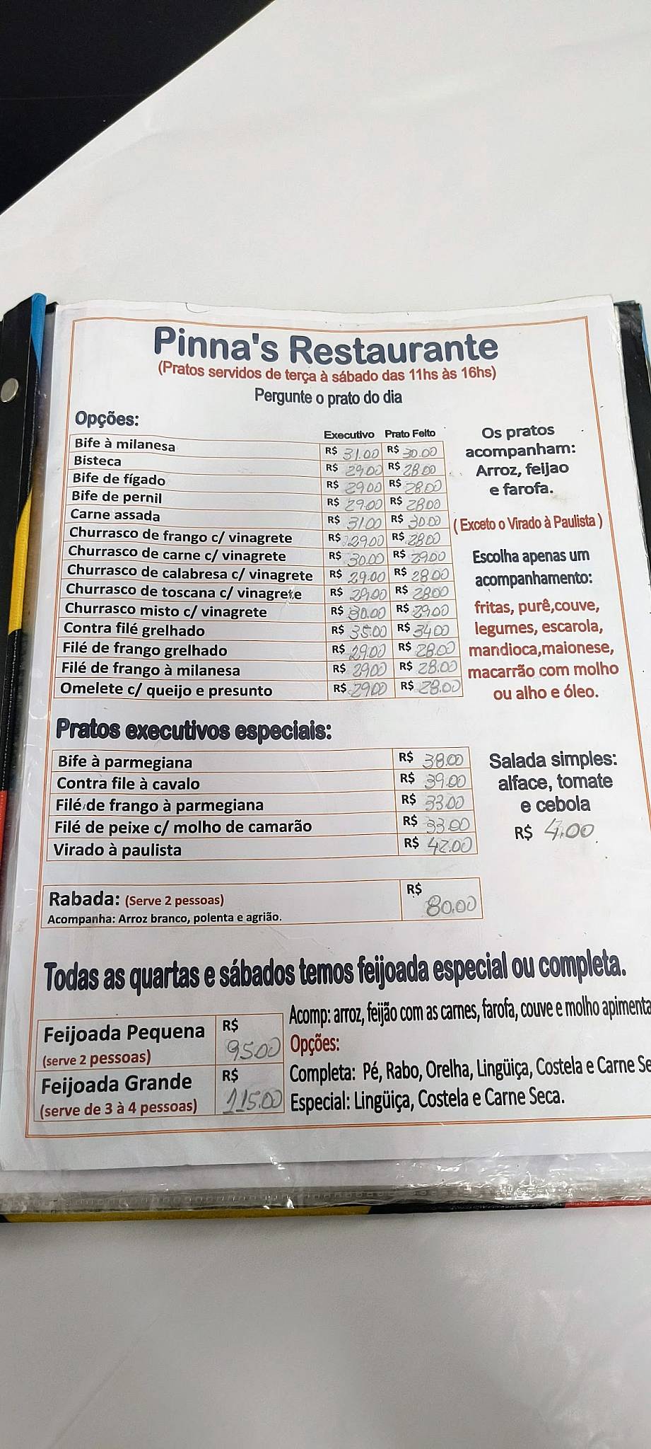 Pinna's Restaurante e Pizzaria cardápio