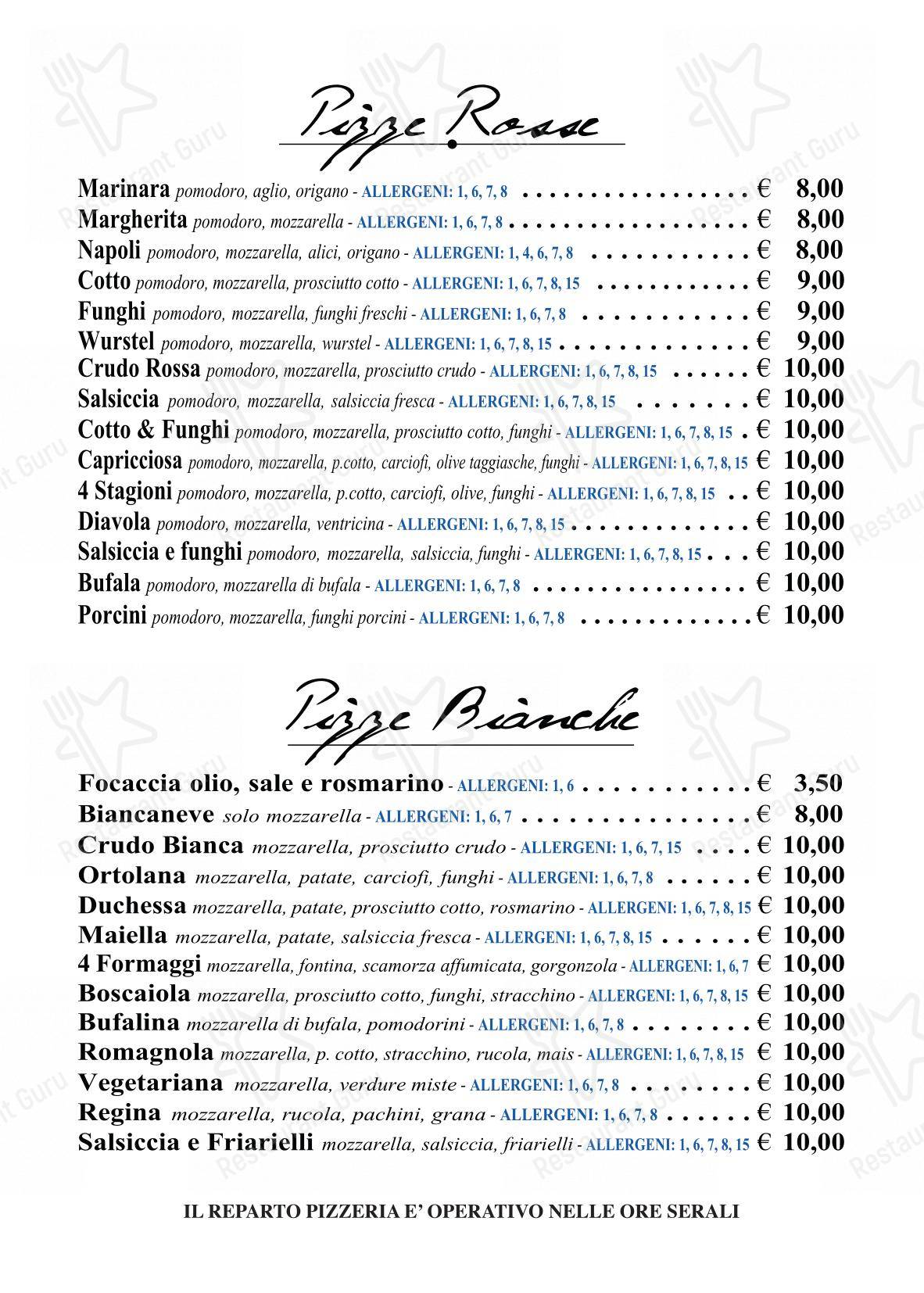 Menu per PiPè ristorante