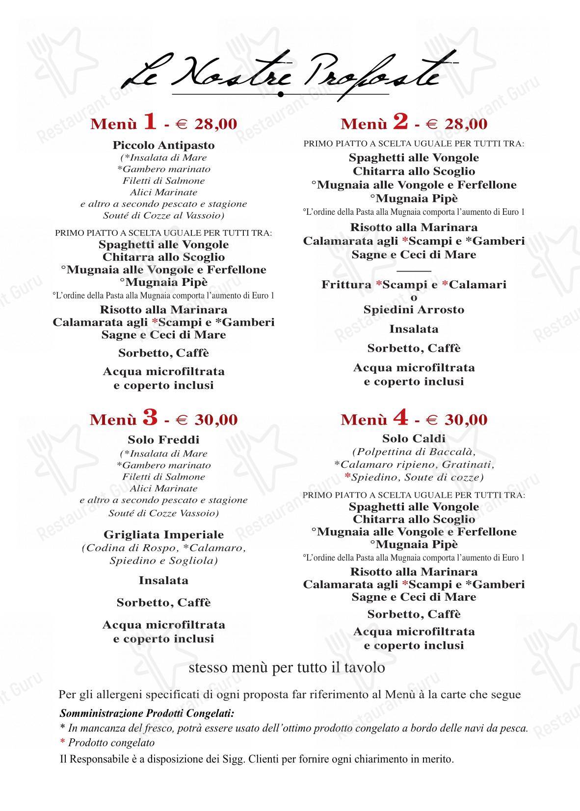 Menu per PiPè in Pescara