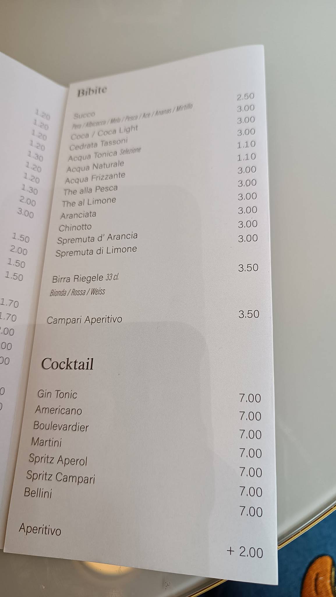 Menu di Piscitella 