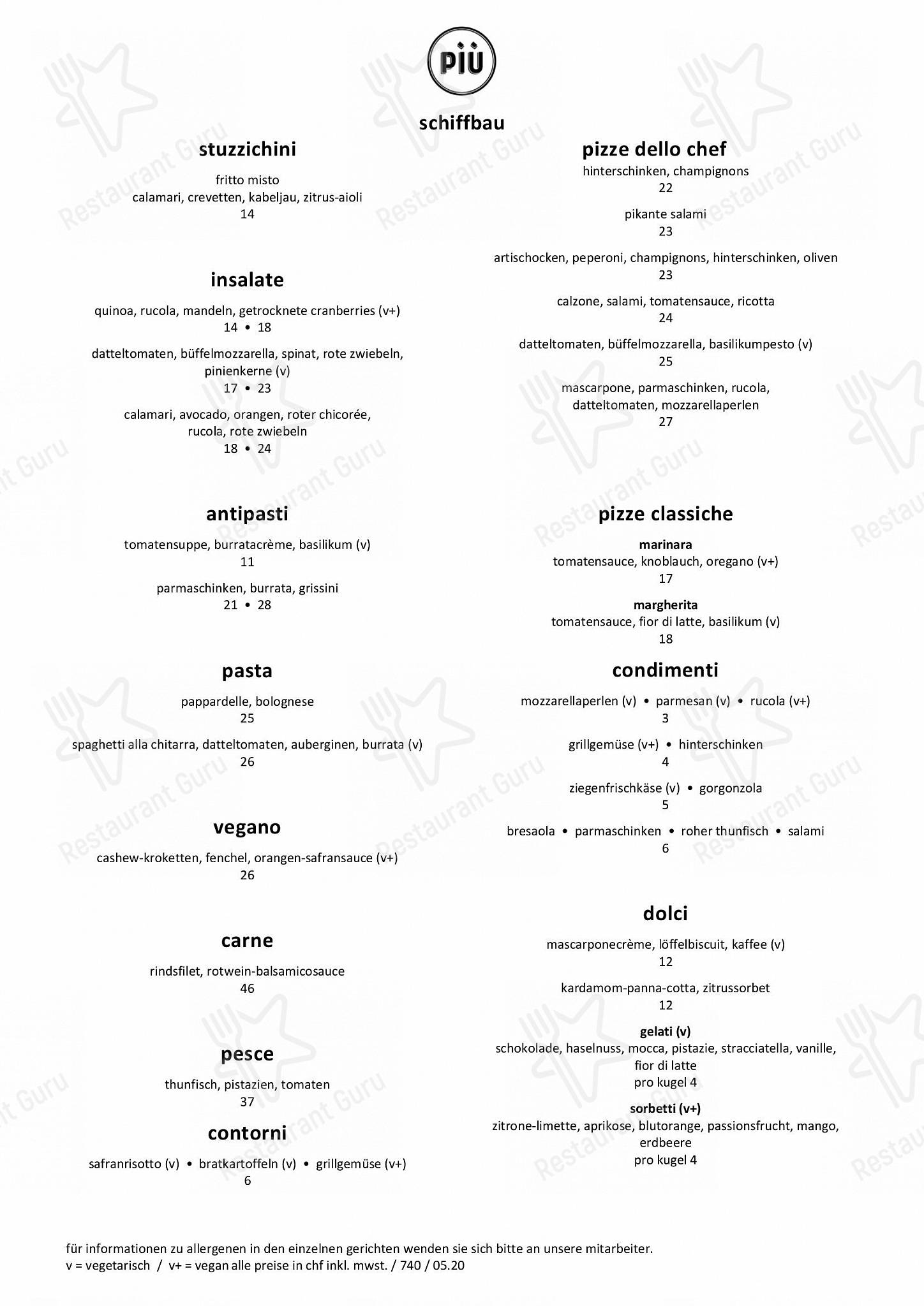 Menu di Più Schiffbau - Lunch Menu