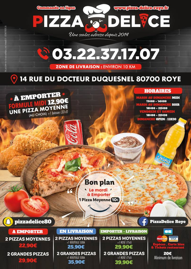 Menu de Pizza Délice