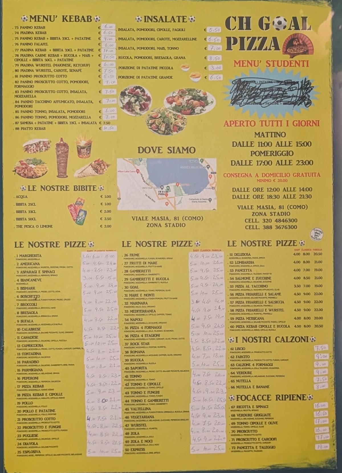 Menu di Pizza Goal 