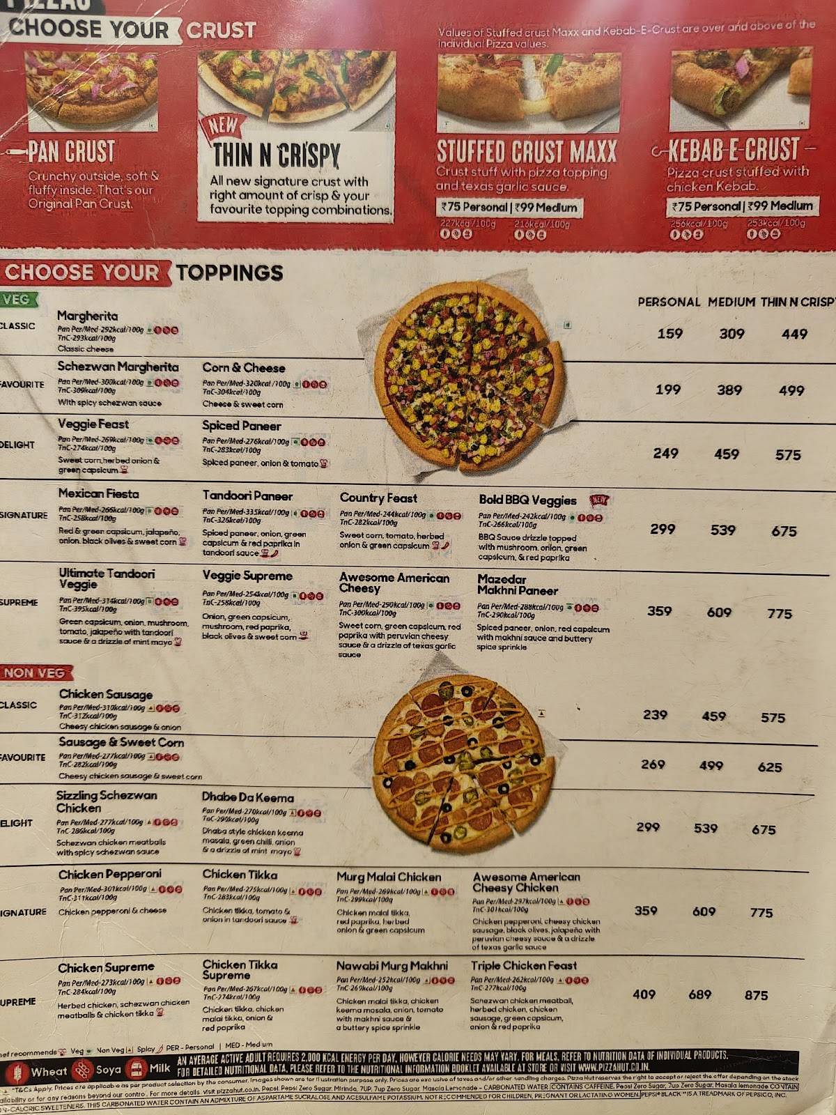 Pizza Hut menu