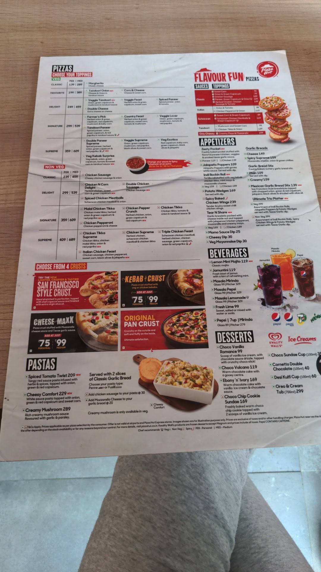 Pizza Hut Paharia Road, Varanasi menu