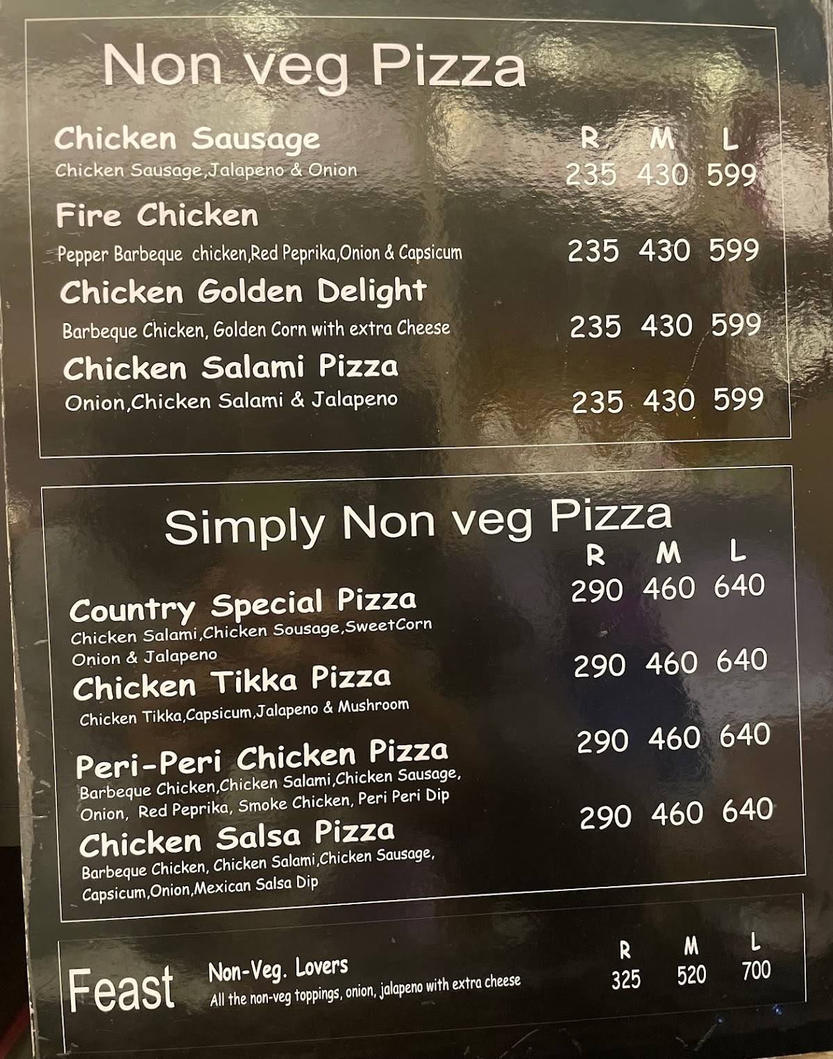 Pizza Mannia menu