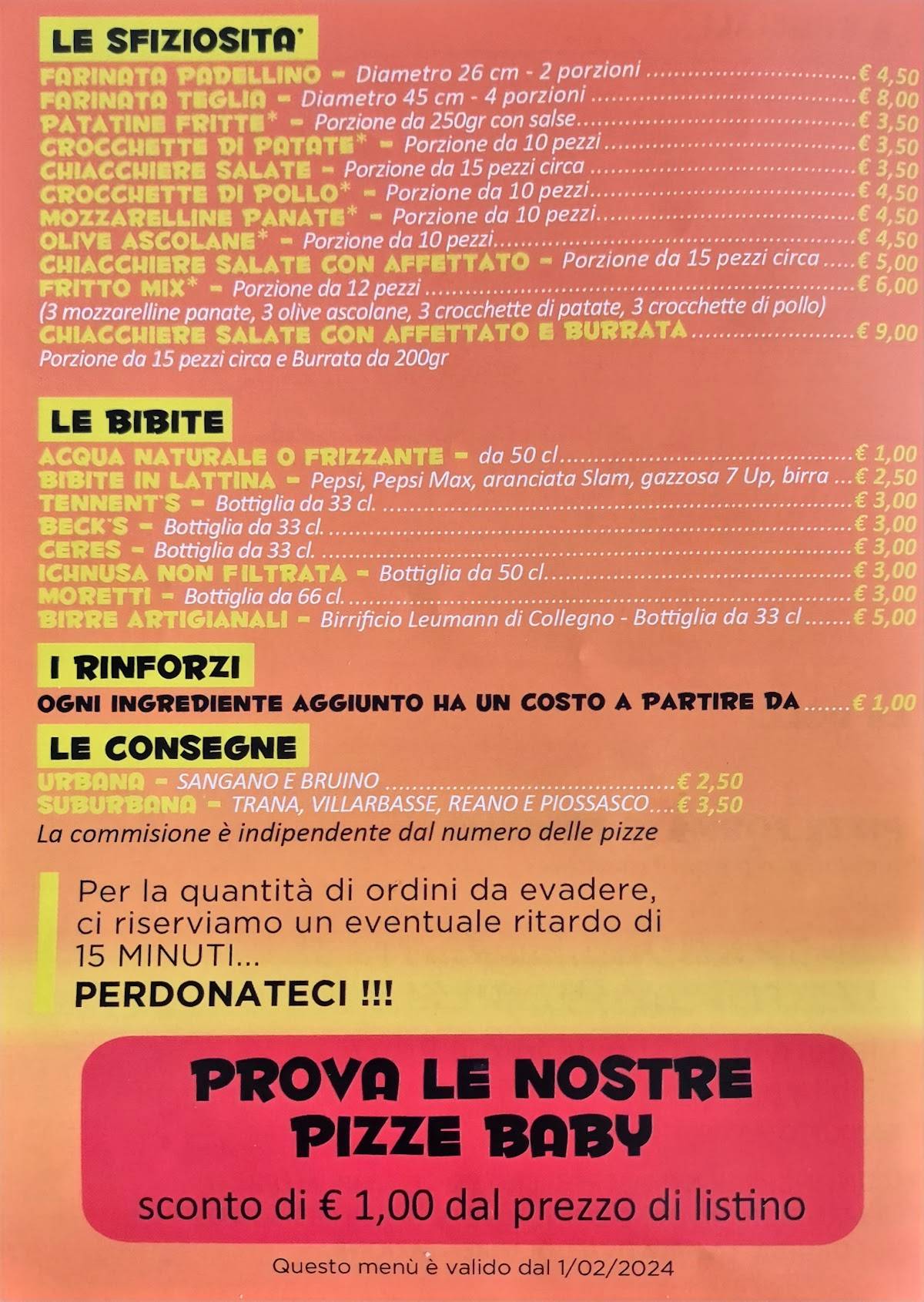 Menu di Pizza Mix - Pizza da Asporto e Domicilio - Farinata 