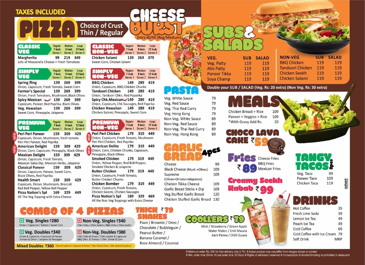 Pizza Nation menu