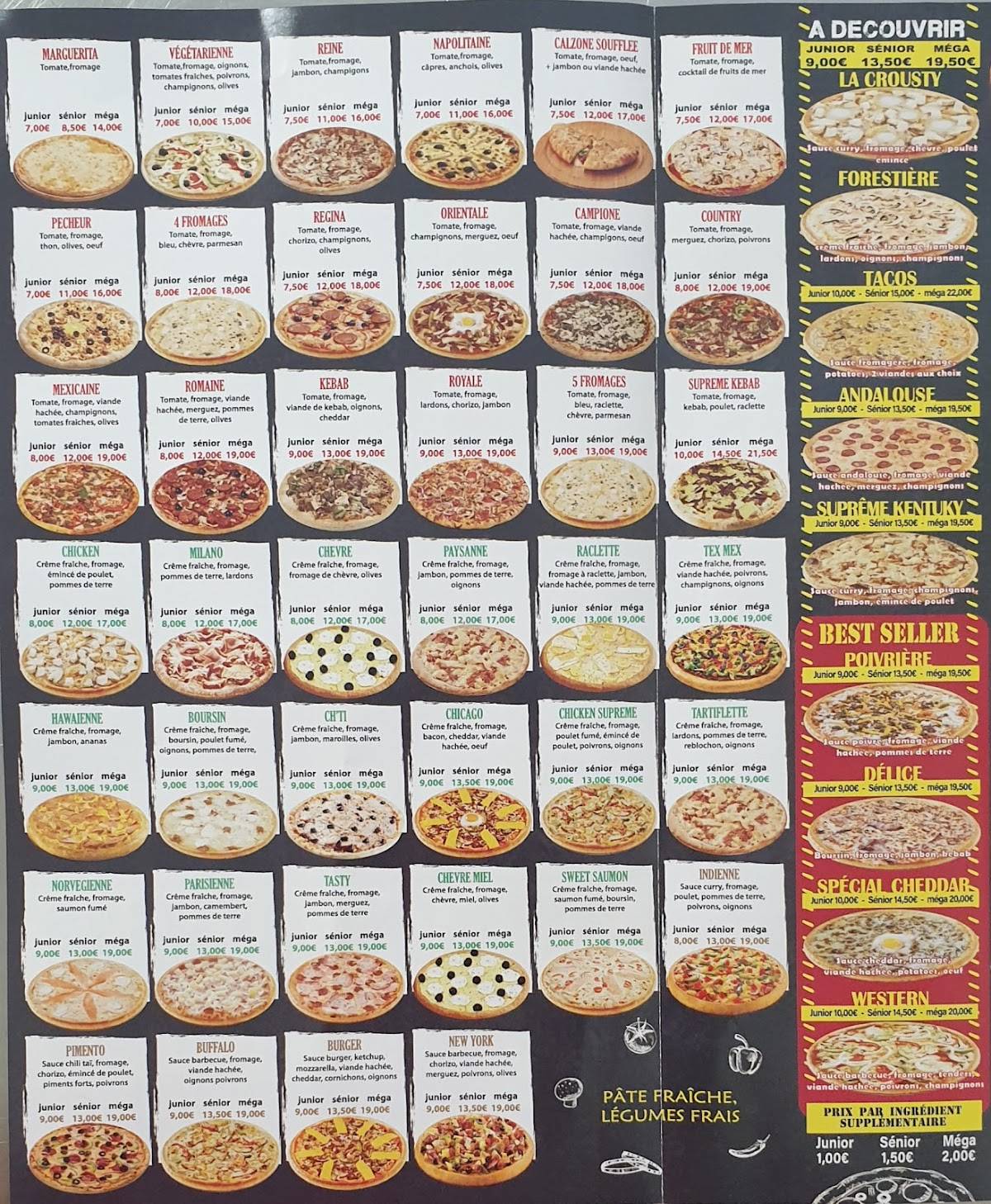 Menu de Crousty Pizza