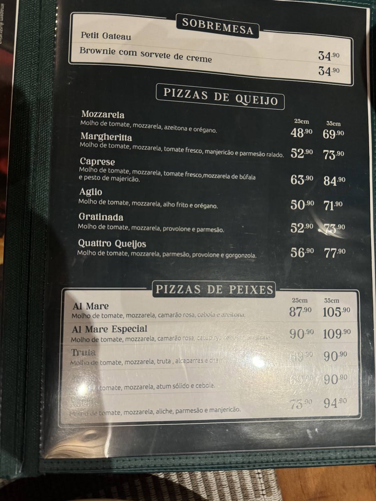 Pizza da Villa Penedo cardápio
