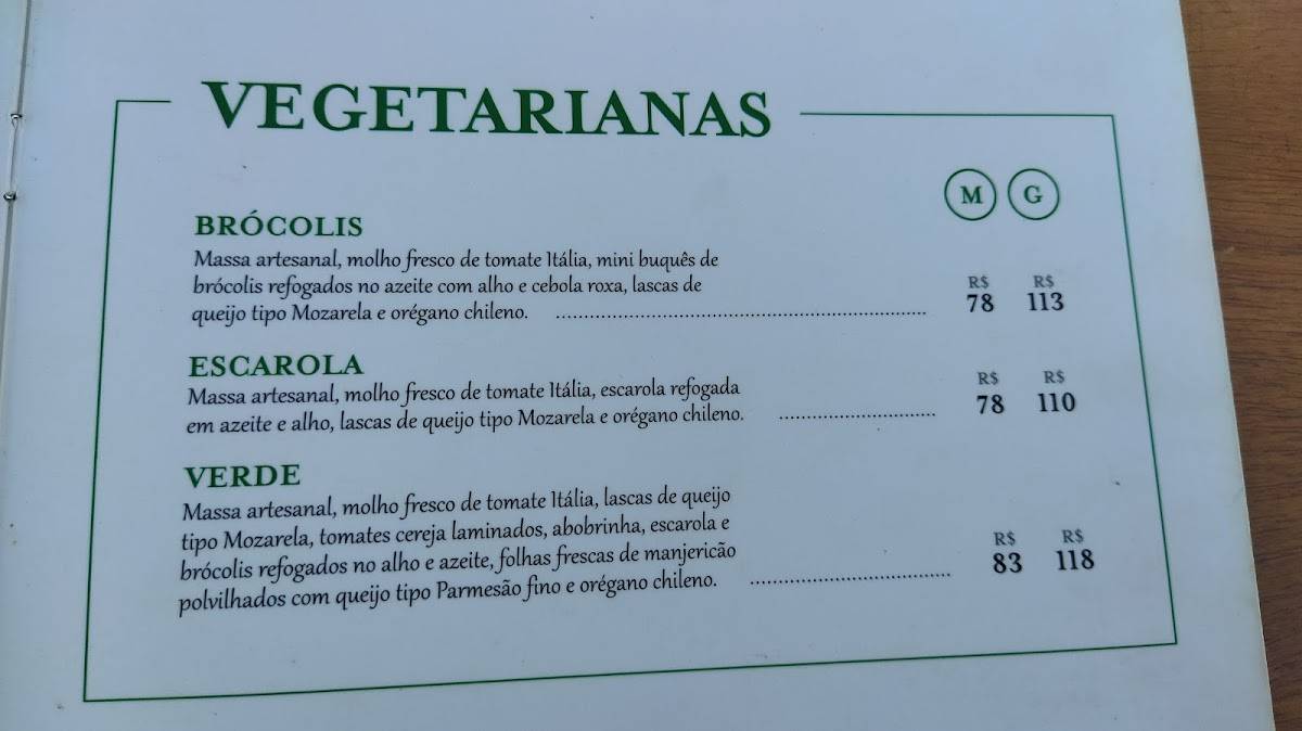 Pizza do Jorge cardápio