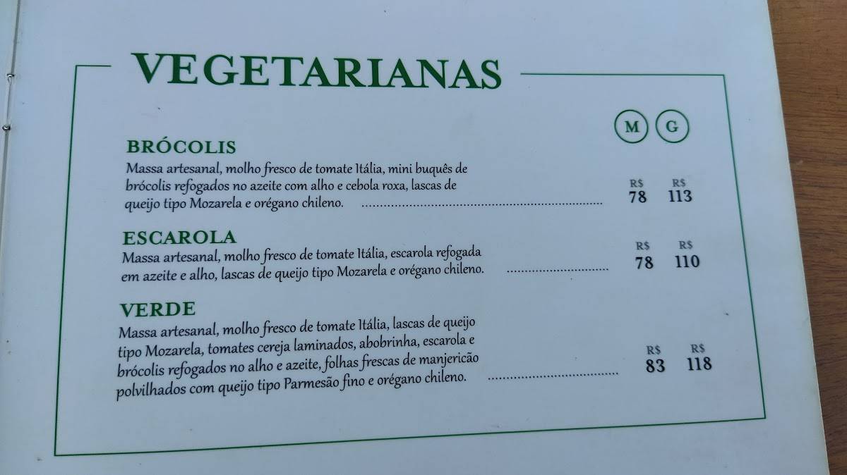 Pizza do Jorge cardápio